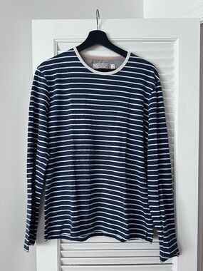 Shipley & Halmos Navy and White Striped Long-Sleeve Crewneck